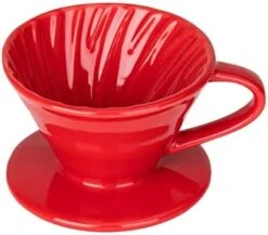 Ceramic Dripper, Pour-Over Coffee Maker With Spiral Ridge Walls, Loose-Leaf Tea Brewer For Office Breakroom, Kitchen, 1-2 Cups, Red -KitchenAid Shop 41fIKys57rL. AC