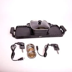 2 In 1 Electric Hotpot With Grill Combo Non-Stick Korean BBQ Grill Indoor Smokeless Barbecue Grill & Hot Pot With Divider