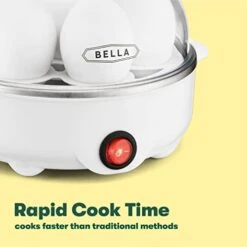 Bella Rapid Electric Egg Cooker And Poacher With Auto Shut Off For Omelet, Soft, Medium And Hard Boiled Eggs - 7 Egg Capacity Tray, Single Stack, White -KitchenAid Shop 41fLnDcAUwL