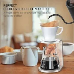 Pour Over Coffee Maker Set Pour Over Stand Set | White Ceramic Dripper | 600ml/20oz Glass Server | Non-slip Stand | Home Office Coffee Maker Kit 5 Cup -KitchenAid Shop 41fN0MYcnRL