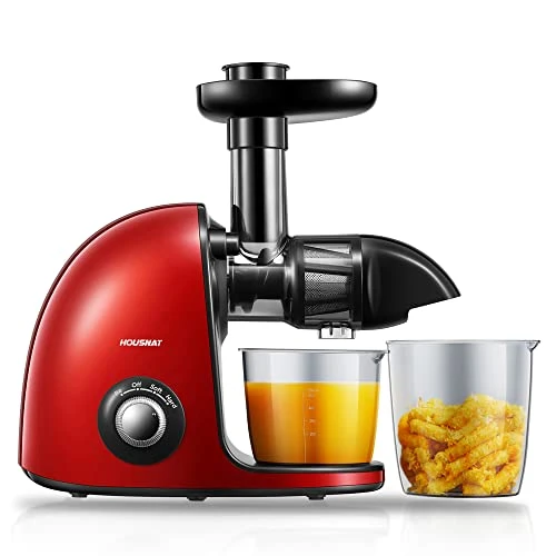 Juicer Machines Vegetable And Fruit, HOUSNAT Slow Masticating Juicer With 2-Speed Modes Easy To Clean, Cold Press Juicer Extractor With Quiet Motor, Reverse Function, Recipes (Passion Red) 3 Juicer Machines Vegetable And Fruit, HOUSNAT Slow Masticating Juicer With 2-Speed Modes Easy To Clean, Cold Press Juicer Extractor With Quiet Motor, Reverse Function, Recipes (Passion Red)