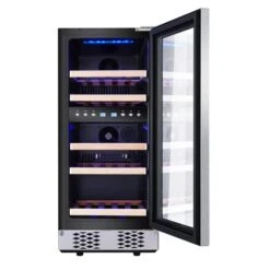 GENERIC Wine Refrigerator Freestanding 30 Bottles Glass Door15'' Wine Cooler Under Counter Digital Memory Temperature Control