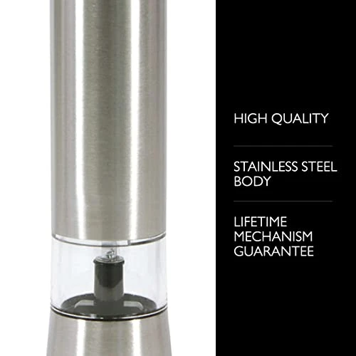 Cole & Mason Hampstead Electronic Salt Mill - Electric Salt Grinder Set - Adjustable Electric Spice Grinder - Kitchen Tool & Gadget - Hand Wash - Stainless Steel 4 Cole & Mason Hampstead Electronic Salt Mill - Electric Salt Grinder Set - Adjustable Electric Spice Grinder - Kitchen Tool & Gadget - Hand Wash - Stainless Steel - Image 2