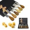 6-Piece Stainless Steel Cheese Knives Set, Complete Premium Stainless Steel Cheese Knives Collection Charcuterie Board Accessories For Thanksgiving, Christmas, New Year (Acacia Wood Handle)
