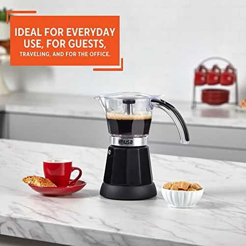 3-6 Cup Electric Espresso Maker With Detachable Base, Black 6 3-6 Cup Electric Espresso Maker With Detachable Base, Black - Image 4