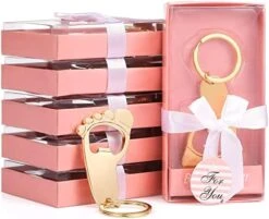 50 Pieces Bottle Opener Baby Shower Favors For Guests Footprint Keychain Shaped Opener Baby Shower Return Gifts Prizes For Boys Girls Baby Birthday Wedding Bridal Shower Party Favor (Pink Packaging) -KitchenAid Shop 41fcSvpYnxL. AC