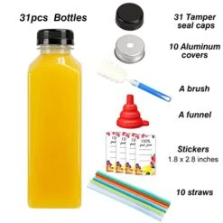 31pcs 16oz Empty Plastic Juice Bottles With Caps, Bulk Clear Beverage Containers For Juicing Drinking Milkshake Tea And Other Beverages -KitchenAid Shop 41fdHq6y59L