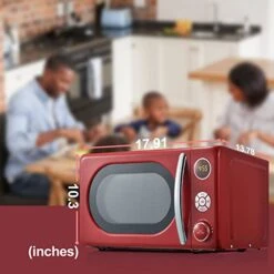 0.7 Cu. Ft. Retro Countertop Microwave Oven, 700 Watts, Red