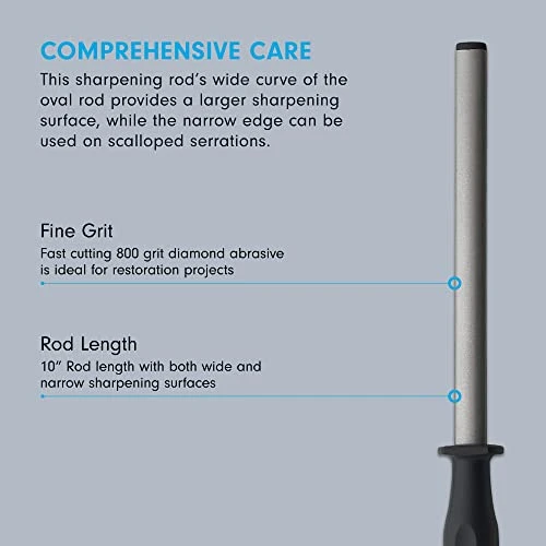 10” Diamond Oval Sharpening Rod - Knife Sharpener - Fast-Cutting 800 Grit Diamond Abrasive - Ergonomic Handle & Non-Marking Tip 4 10” Diamond Oval Sharpening Rod - Knife Sharpener - Fast-Cutting 800 Grit Diamond Abrasive - Ergonomic Handle & Non-Marking Tip - Image 2