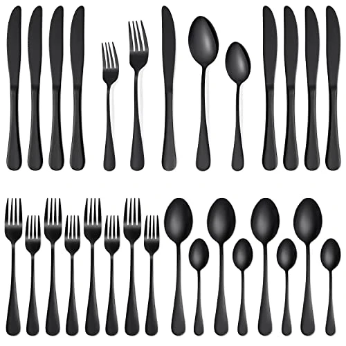 20 Piece Black Silverware Set Service For 4, Stainless Steel Flatware Utensils Set, Black Cutlery Set Knives Spoons And Forks Set, Mirror Polished, Dishwasher Safe 3 20 Piece Black Silverware Set Service For 4, Stainless Steel Flatware Utensils Set, Black Cutlery Set Knives Spoons And Forks Set, Mirror Polished, Dishwasher Safe