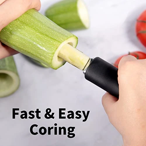 Jalapeno Pepper Corer & Zucchini/Cucumber Corer, Set Of 2, Newness Stainless Steel Core Deseeder Kitchen Tool With Serrated Slice And Rubber Handle, Easy For Seed Remover Or Slice Off Vegetables Tops 5 Jalapeno Pepper Corer & Zucchini/Cucumber Corer, Set Of 2, Newness Stainless Steel Core Deseeder Kitchen Tool With Serrated Slice And Rubber Handle, Easy For Seed Remover Or Slice Off Vegetables Tops - Image 3