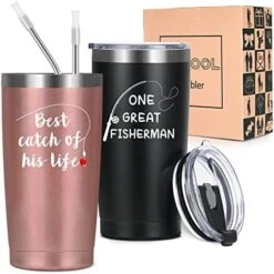 Wedding Gifts, His And Hers Gifts, Couples Gifts For Anniversary Bridal Shower Engagement, One Great Fisherman, Best Catch Of His Life 20oz Travel Tumbler Set, Couple Gifts For Christmas -KitchenAid Shop 41fpV3aUorL. AC