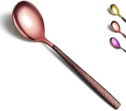 Dinner Spoon Set Of 4 With Moon Surface Handle And Shiny Rose Gold Mouth, Stainless Steel Copper Spoons Silverware Set Dishwasher Safe -KitchenAid Shop 41fsbxBKmXL. AC