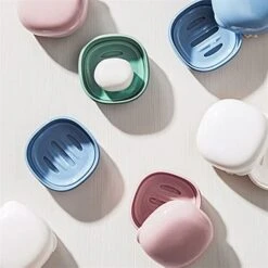 Drainage Soap Box Soap Box Plastic Portable Cases Travel Solid Holder Eco-Friendly Soap Dish Soap Container Bathroom Products (Color : Blue) -KitchenAid Shop 41fwgO2y60L
