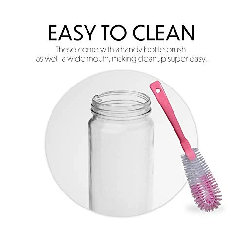 16 Oz Glass Bottles With Caps, 4 Juice Bottles Smoothie Cup Containers Metal Black Lids Includes A Brush 8 16 Oz Glass Bottles With Caps, 4 Juice Bottles Smoothie Cup Containers Metal Black Lids Includes A Brush - Image 6