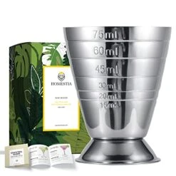 Measuring Cup Cocktail Jigger Stainless Steel Cup For Liquid Or Dry Mini Espresso Shot Glass Up To 2.5oz, 5Tbsp, 75ml, Silver