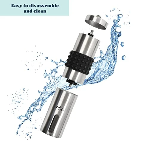 Manual Coffee Grinder, Adjustable Ceramic Burr Premium Stainless Steel Portable Mill With Milk Foam Maker Wand Storage Bag And Coffee Spoon For Travel, Gifts For Coffee Lovers 5 Manual Coffee Grinder, Adjustable Ceramic Burr Premium Stainless Steel Portable Mill With Milk Foam Maker Wand Storage Bag And Coffee Spoon For Travel, Gifts For Coffee Lovers - Image 3