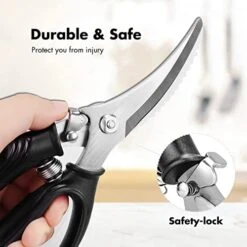 Poultry Shears, Heavy Duty Kitchen Shears With Anti-Slip Handle & Safety Lock, Poultry Scissors For Meat, Chicken, Bone, Poultry, Spring Loaded, Dishwasher Safe (Black) 16 Poultry Shears, Heavy Duty Kitchen Shears With Anti-Slip Handle & Safety Lock, Poultry Scissors For Meat, Chicken, Bone, Poultry, Spring Loaded, Dishwasher Safe (Black) -KitchenAid Shop 41gFdhgr6xL