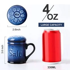Ceramic Cute Salt And Pepper Shakers Set: 2.6 Inch Salt And Pepper Set/Sugar Salt Shaker With Handle For Counter -Resist Rusting Seasoning Shaker -Elegant Black & Blue (Set Of 2) 13 Ceramic Cute Salt And Pepper Shakers Set: 2.6 Inch Salt And Pepper Set/Sugar Salt Shaker With Handle For Counter -Resist Rusting Seasoning Shaker -Elegant Black & Blue (Set Of 2) -KitchenAid Shop 41gJ2w8NrIL
