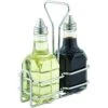 G-104S, 5.4'' X 2.6'' Oil And Vinegar Cruet Set With Stainless Steel Chrome Plated Rack And Two 6 Oz. Square Glass Bottles, Salad Dressing Bottles