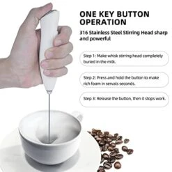 Handheld Electric Milk Frother, Battery Powered, With Stand And 316 Stainless Steel Stirrer For Coffee Smoothies, Cappuccinos, Lattes, Matcha, Egg Stirring -KitchenAid Shop 41gSZCjJlsL