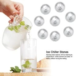 Drink Chiller Stones, Drink Chiller Rocks Ice Spheres Chills Stainless Steel Healthy And Userfriendly With Tong For R Home Pub Club, Party Server(Ball 1.8cm Diameter) -KitchenAid Shop 41gX7880vGL