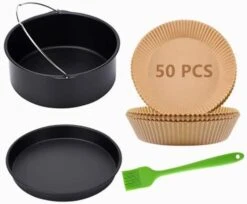 Ir Fryer Accessories, Includes 7 Inch Cake Barrel, Pizza Pan And 50Pcs Non-stick Disposable Air Fryer Liners Baking Paper, Silicone Basting Pastry Brush As Bonus (Purple) -KitchenAid Shop 41gYoSxSvnL. AC