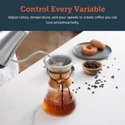 Pour Over Coffee Maker With Double-layer Stainless Steel Filter,34 Ounce & Electric Kettle With Upgraded Stainless Steel Filter And Inner Lid, Wide Opening Glass Tea Kettle,1.7L, Black