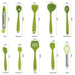 10pcs Silicone Utensils Set, Heat-Resistant, Non-Stick, Safety Health, Silicone Baking Kitchen Cooking Tool Sets (Green)