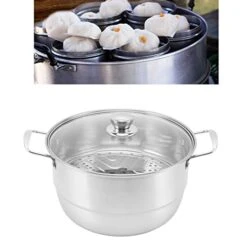 Food Steaming Pot, Food Grade 304 Stainless Steel Multipurpose Steam Pot High Efficiency With Glass Lid For Gas Stove For Home For Electric Furnace(Double Layers) -KitchenAid Shop 41gt5G0uXNL