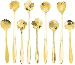 9 Pcs Flower Spoon Coffee Teaspoon Set, ESRISE Stainless Steel Tea Spoon Dessert Spoon, Cute Demitasse Scoop For Stirring Drink Mixing Milkshake Jam (Multi) -KitchenAid Shop 41gw4mM1OVL. AC