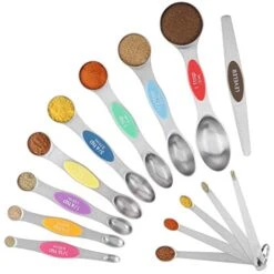 Measuring Spoons Set Stainless Steel Include 8 Double Sided Magnetic Measuring Spoon1 Leveler And 5 Mini Measuring Spoons For Measuring Dry Liquid Ingredients (color)