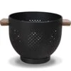 Tainless Steel Colander With Wood Handle | Metal Food Strainer For Washing Pasta Vegetables Fruit Noodles Spaghetti And More | Premium Colanders & Food Strainer | 5.5 Quart Large Matte Black -KitchenAid Shop 41h3HSWlP7L