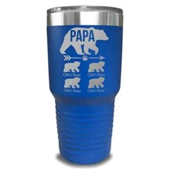 Papa Bear Tumbler - Personalized With Child's Name Engraved Tumblers - Laser Engraved, Add Up To 10 Child's Name - Gift For Dads -KitchenAid Shop 41hEimhiJFL