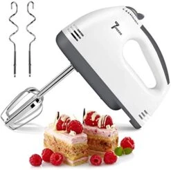 2023 Hand Mixer Electric, 7 Speeds Selection Portable Handheld Kitchen Whisk, 2 Stainless Steel Accessories, Lightweight Powerful Handheld Electric Hand Mixer Grey, Kitchen Mixer With Cord For Cream, Cookies