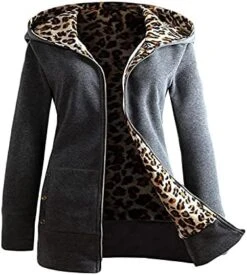 VODMXYGG Winter Coats For Women Plus Velvet Thicker Hooded Sweatshirt Leopard Zipper Over Outwear -KitchenAid Shop 41hIiI2CfTL. AC