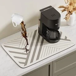 Coffee Bar Mat - Coffee Mat For Countertop 18 * 12 Inch Absorbent And Spill-Proof - Anti-Slip Coffee Bar Accessories - Shock & Noise Absorption For Coffee Machines - Multi-Use -KitchenAid Shop 41hRYiJoPDL. AC