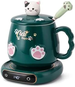 Coffee Mug Warmer & Cute Cat Mug Set, Beverage Cup Warmer For Desk Home Office With Three Temperature Up To 140℉/ 60℃, Coffee Warmer For Cocoa Milk Tea Water Candle, 8 Hours Auto Shut Off -KitchenAid Shop 41hTOIwvvmL. AC