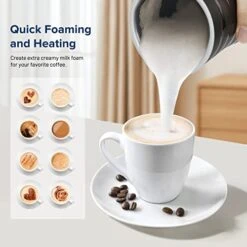 Electric Milk Frother, Automatic Milk Steamer, 4-IN-1 Hot & Cold Foam Maker-8.4oz/240ml Milk Warmer For Latte, Cappuccinos, Macchiato With Silicone Spatula, Silent Operation & Shut-off -KitchenAid Shop 41hTu9OzIrL