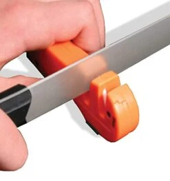 CcuSharp 4-in-1 Knife & Tool Sharpener - Coarse Tungsten Carbide Sharpening Blade & Ceramic Rod W/Retractable Diamond-Tapered Rod Great For Indoor & Outdoor, Camping, Knives & Fish Hooks - Orange -KitchenAid Shop 41hTuNNa3EL