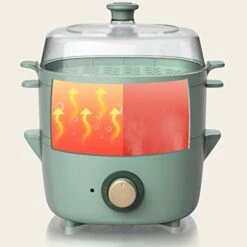 HYDZQ Electric Steamer Household Small Breakfast Machine Double-Layer Large Capacity Multi-Function Steamer Automatic Power-Off Steamer -KitchenAid Shop 41hayzN2a5L 1