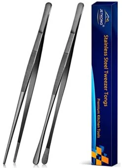 2 Pcs 12-Inch Cooking Tweezers Stainless Steel, Straight Food Tweezers, Professional Kitchen Tweezers/Forceps For Cooking Repairing And BBQ (12-Inch, Silver) -KitchenAid Shop 41heghZO9RL