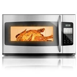 1.6 Cu. Ft. Over The Range Microwave 30 Inch With Vent, 1000 Watts Rangetop Microwave With 300 CFM, ECO Mode, LED Lighting And Child Lock, Stainless Steel