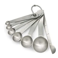 Heavy Duty 18/8 Stainless Steel Metal Measuring Spoons Set For Dry Or Liquid Ingredients, 7 Pieces With Leveler For Kitchen Cooking And Baking