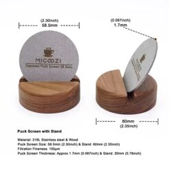 MIGOOZI 58.5mm Puck Screen With Stand - Reusable 316L Stainless Steel Filter Screen Compatible With Espresso Machine 58mm Portafilter Basket - Can Keeping Shower Screen Clean (58.5mm) -KitchenAid Shop 41htAkFGUaL