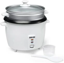 Asic Rice Cooker With Food Steamer | Glass Lid | Non-Stick | Cool-Touch | Paddle And Cup Included (20-CUP, White) -KitchenAid Shop 41hyTm7ffaL. AC