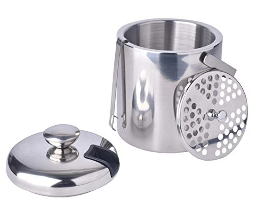 Ice Bucket With Lid, Strainer And Ice Tong, Well Made Insulated Stainless Steel Double Wall Keep Ice Frozen Longer For Home Bar Accessories 4 Ice Bucket With Lid, Strainer And Ice Tong, Well Made Insulated Stainless Steel Double Wall Keep Ice Frozen Longer For Home Bar Accessories - Image 2