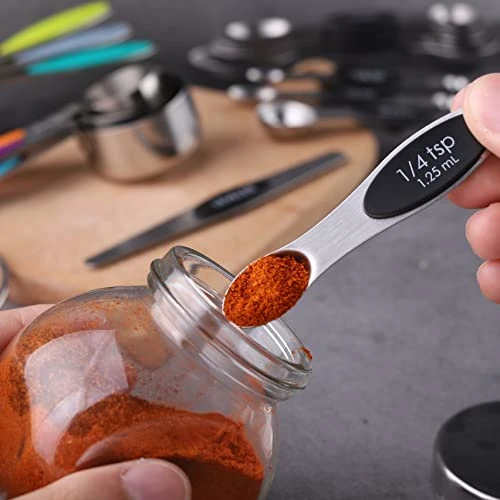 Measuring Cups And Spoons Set Stainless Steel Includes 8 Heavy Duty Measuring Cups 8 Double Sided Magnetic Measuring Spoons And 1 Leveler For Dry And Liquid Ingredients 5 Measuring Cups And Spoons Set Stainless Steel Includes 8 Heavy Duty Measuring Cups 8 Double Sided Magnetic Measuring Spoons And 1 Leveler For Dry And Liquid Ingredients - Image 3