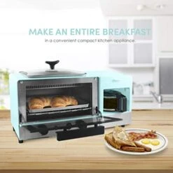 Americana 2 Slice, 9.5" Griddle With Glass Lid 3-in-1 Breakfast Center Station, 4-Cup Coffeemaker, Toaster Oven With 15-Min Timer, Heat Selector Mode, Blue, (EBK8810BL) -KitchenAid Shop 41i9aWOKiKL