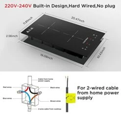 Electric Induction Cooktop,COOKTRON Built-in Electric Stovetop With 10 Power Levels, 3300W,Child Lock, Timer, Touch Control, 2 Burner Induction, Pause Function, 220-240V,Hard Wire(No Plug)